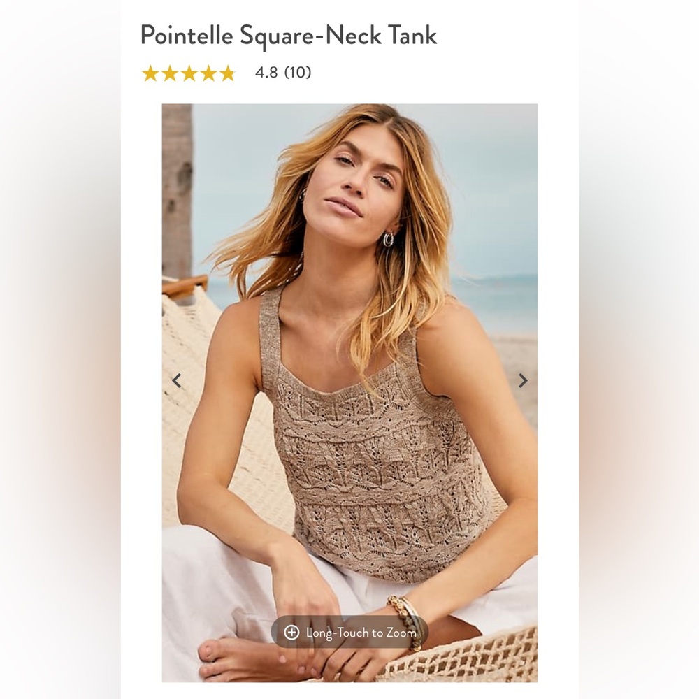 J. Jill Pointelle Square-Neck Tank Top - worn a few times-79.50 retail